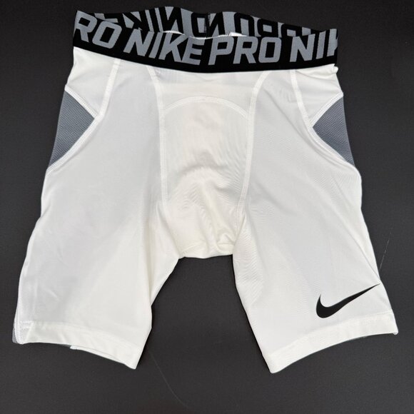 Nike Pro Dri-Fit Boys Big Kids Medium Heist Baseball Slider Shorts White Gray - Picture 1 of 4